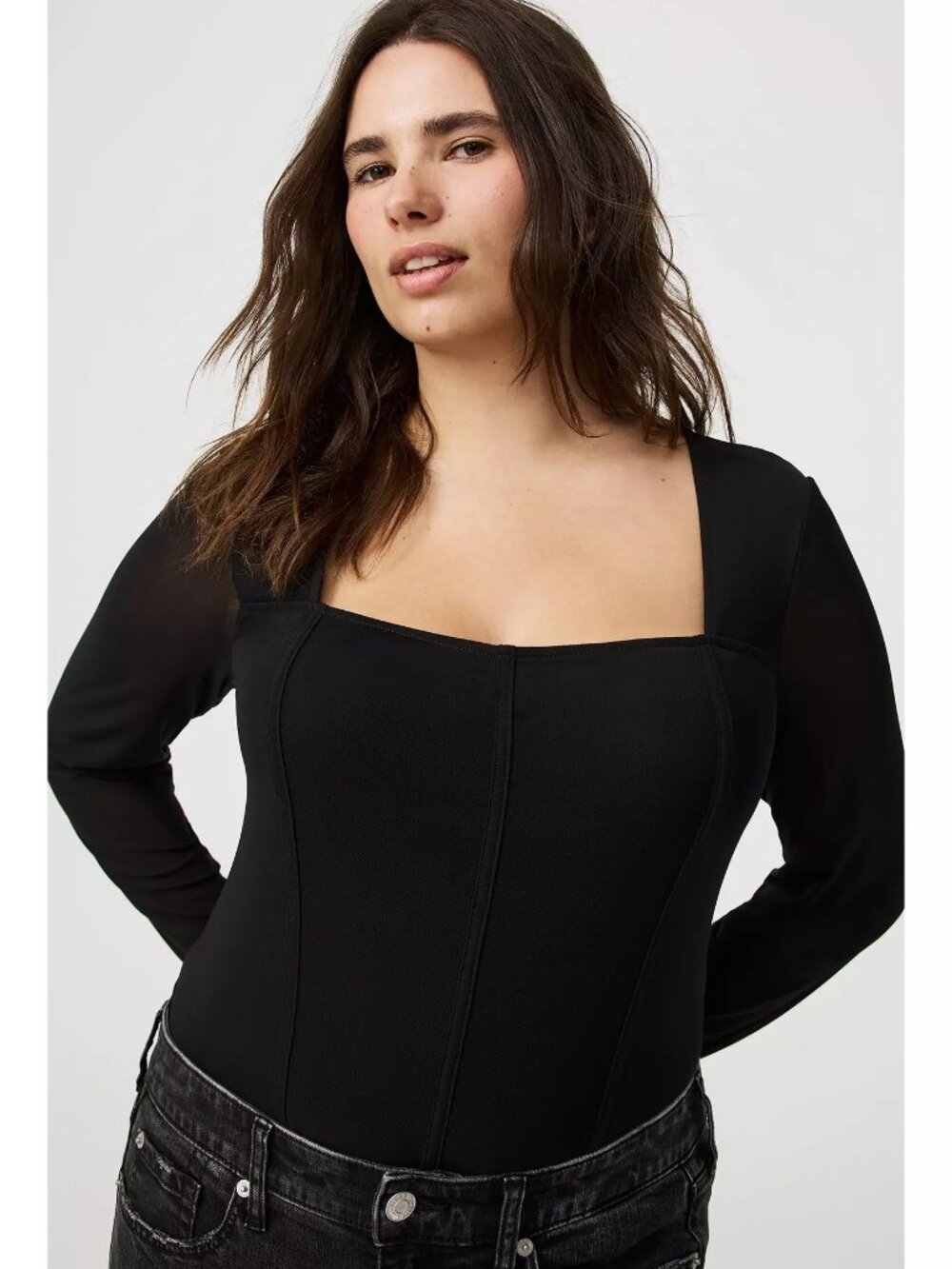 NEW Square Neck Mesh Corset Top | 4X